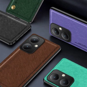 Funda de cuero cruzada de goma magnética antideslizante de lujo para vivo Y35+ Y35m+ - Imagen 1 de 16