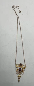 10 K YELLOW GOLD NECKLACE WITH AMETHYST AND SMALL PEARL - Picture 1 of 4