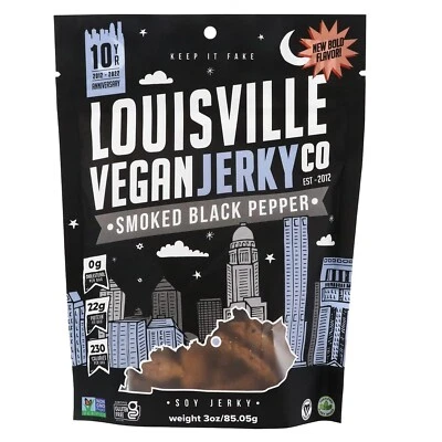 Louisville Vegan Jerky - Pimienta negra ahumada - vegetariana sin carne - regalo Foto 1 de 2