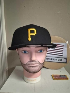 NUOVO cappello Pittsburgh Pirates New Era 59Fifty nero sul campo 7 3/4 spedizione gratuita - Foto 1 di 7