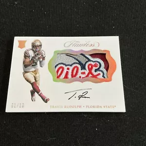 2017 Flawless Collegiate Travis Rudolph Rookie Gold Bowl Logo Patch Auto #01/10 - Picture 1 of 2