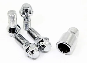 4 14x1.5 28mm Chrome Wheel Locks Audi A3 A4 A5 A6 A7 TT S3 S4 S5 S6 S7 - Picture 1 of 1