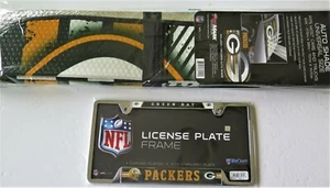 GREEN BAY PACKERS UNIVERSAL AUTO PARASOL Y MARCO DE MATRÍCULA PAQUETE DE REGALO - Imagen 1 de 4