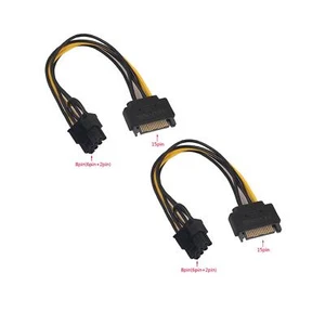 2x SATA 15Pin Male to 8Pin 6+2 PCI-Express PCIe Video Graphic Card Power Adapter - Picture 1 of 8