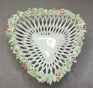 Seltene Tarcisio Tosin La Freccia dreieckige Gitterkorbschale verzierter Rand B61/2 Zoll - Bild 1 von 22