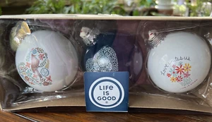 Life Is Good Christmas Ornaments Set of 3 Brand New in Box Love Unites Us - Picture 1 of 8
