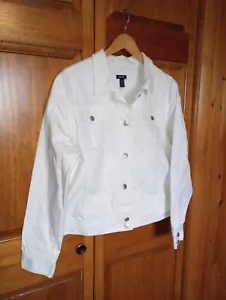 NWOT White Denim Mens XL Trucker Jacket by IZOD Cotton blend IRL measures below - Picture 1 of 24