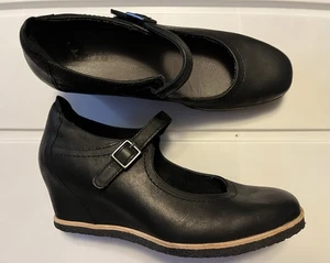 Zapatos Earth para mujer 9.5 B Boden Mary Jane tacón de cuña cuero negro informales - Imagen 1 de 11