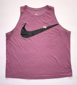 NIKE DRI-FIT Tank Top Women’s XL Purple Nike Swoosh Logo Graphic Print Athletic - Picture 1 of 12