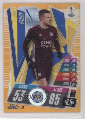 2020-21 Topps Chrome Match Attax UCL Orange Refractor /25 Jamie Vardy #31 - Image 1 of 2