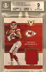 /75 BGS 9 RC Patrick Mahomes 2017 Vertex Materials Rookie Patch 0,5 Away from 9,5 - Bild 1 von 2