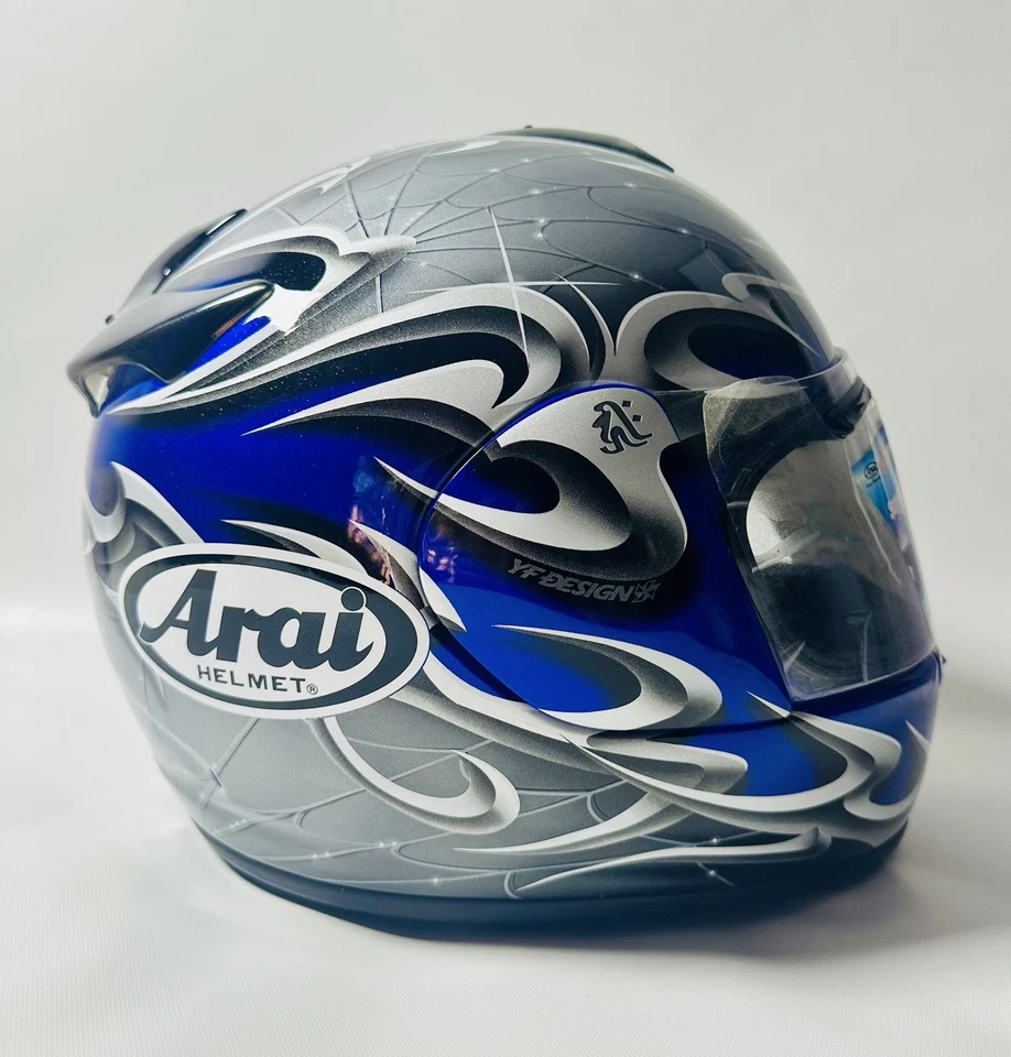 Casco completo tribal azul tela vector Arai 2005 de colección/visera transparente/talla grande  Foto 1 de 4