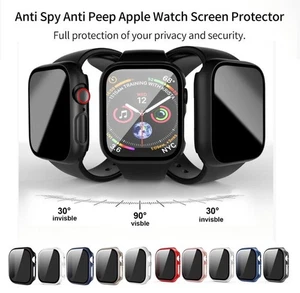 Privacy Anti-Spy Glass Protector for Apple Watch Case 40/44/41/45/49mm/ S10/S11 - Picture 1 of 30