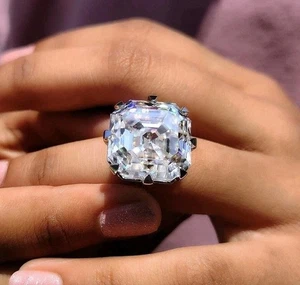 Rare 36 Ct Certified Treated Designer Off White Diamond Cocktail Ring.925 Silver - Picture 1 of 9