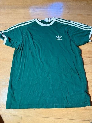 Adidas Shirt Men L Green Solid Trefoil Embroidery Soccer Crewneck Logo Tee - Image 1 of 3