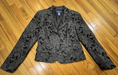 Evan-Picone Black/Gray Floral Paisley Print Jacket Blazer Women's Size 6 - Image 1 of 4