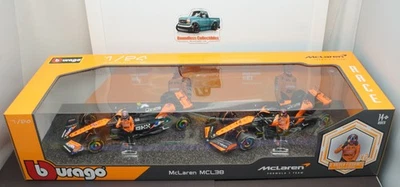 PACK DE 2 COCHES BURAGO 1:24 FORMULA 1 F1 McLAREN MCL38 LANDO NORRIS OSCAR PIASTRI Foto 1 de 2