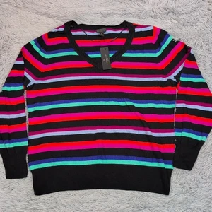 Worthington Sweater Womens 1X Soft  Comfort Striped Career Lightweight New - Picture 1 of 10