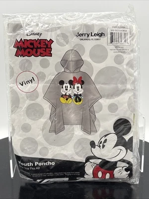 Disney Youth Mickey Minnie Rain Clear Poncho Raincoat Ch5 Reuseable - Image 1 of 4
