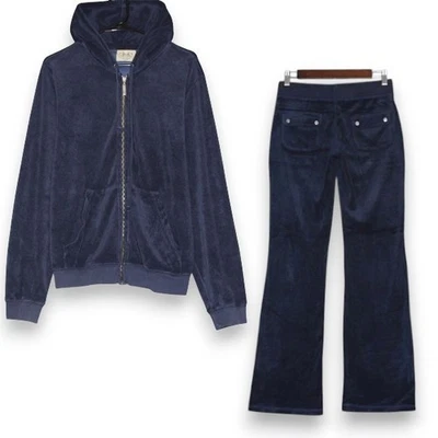 Conjunto Juicy Couture para mujer M azul tela de felpa cremallera completa sudadera con capucha chándal salón Foto 1 de 4