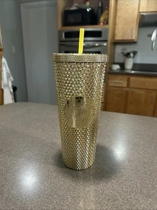 STARBUCKS 24 Oz Bicchiere VENTI Cup COLLEZIONE BORCHIATO ORO - 2023 RARO USATO IN OTTIME CONDIZIONI - Foto 1 di 6