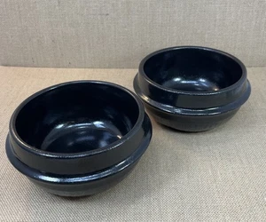 2 koreanische Steingut Schüsseln schwarz fasst 2 Tassen gebraucht  - Bild 1 von 5