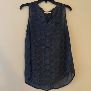 Blusa Fun2Fun Azul Marino Geométrica Sin Mangas Dobladillo Transparente en Capas Top Para Mujer Pequeña - Imagen 1 de 4