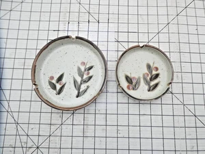 Vintage Set of 2 1970’s Otagiri Stone Ware Ashtray “BITTERSWEET” 6.5” & 5" Round - Picture 1 of 6