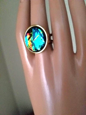 Opal Ring: Aurora Style 20mm Resin Opal Ring in 18-Karat GP Stainless-Steel - Image 1 of 4