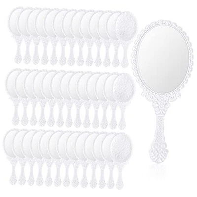  40 Pcs Vintage Handheld Mirror Small Embossed Portable Princess Cute White - Imagem 1 de 4