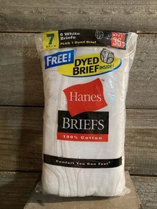 2000 Hanes Men’s 6+1 Briefs 100% Cotton Size 36 White & Dyed Brief - Picture 1 of 5