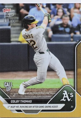 2025 Topps Now Card 371 Colby Thomas 1st MLB Career Hit 19/50 -Free Shipping! - Image 1 of 2
