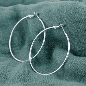 Womens 925 Sterling Silver 60mm Large Round Thin Hoop Earrings #E163 - Picture 1 of 3