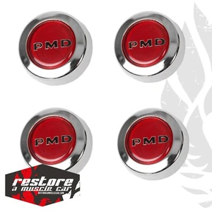 67 72 Firebird Trans Am RALLY ll Wheel CENTER CAP Red with Black PMD SET - Picture 1 of 4