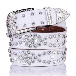 Damen Strass Nieten Gürtel Western Cowgirl Glitzer Voll Diamant Gürtel Bestes Geschenk - Bild 1 von 11