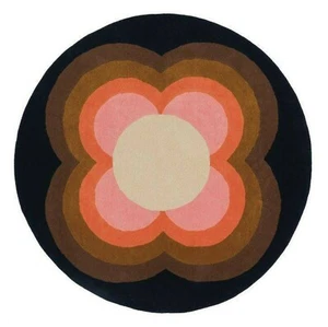 Alfombra redonda acolchada a mano marrón naranja negro multicolor debajo de la mesa alfombra redonda - Imagen 1 de 4