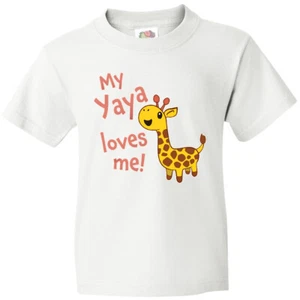 Inktastic My Yaya Loves Me- Cute Giraffe Youth T-Shirt Giraffes Grandma For Calf - Picture 1 of 11