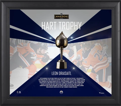Leon Draisaitl Oilers FRMD 15" x 17" 2020 NHL Awards Hart Trophy Winner Collage Cover