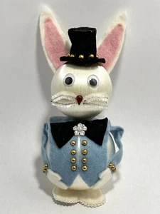 Vintage Satin Styrofoam Easter Bunny Figurines Hand Crafted Felt Bead - Picture 1 of 9