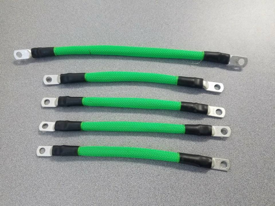 EZGO RXV Golf Cart Upgrade 2 Gauge HD Neon Green Braided Battery Cables 36v