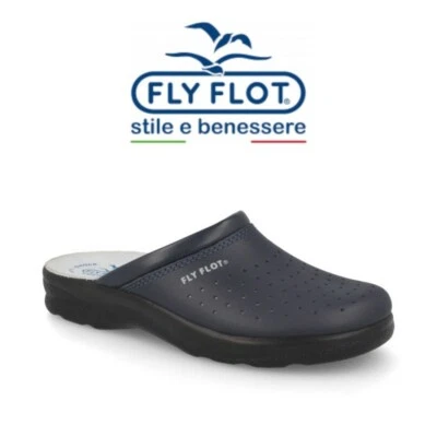 Fly Flot Ciabatta Uomo Professional 82094BC Blu Sanitarie Pelle Anatomiche