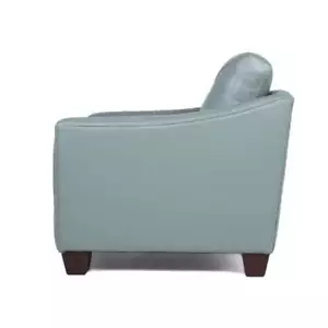Daily Tufted Leather Accent Chair In Spa Blue - Picture 1 of 8