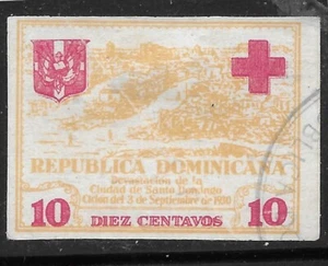 USED RED CROSS CHARITY STAMP DOMINICAN 1930 TO BENEFIT VICTIMS/SAN ZENON CYCLONE - Picture 1 of 1