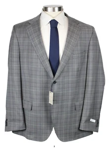Peter Millar Sport Coat 50 R Mens Grey Purple Plaid Wool Hyperlight Tailored Fit - Picture 1 of 11
