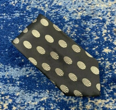 Corbata de seda geométrica Jhane Barnes platino gris azulado plata negra Japón Foto 1 de 4