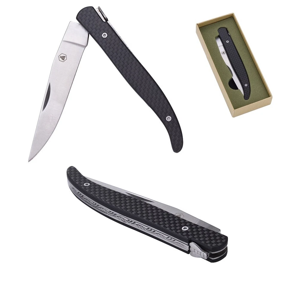 Laguiole Carbon Muster Taschenmesser Edelstahl Messer Klapp Klinge Knife Etui