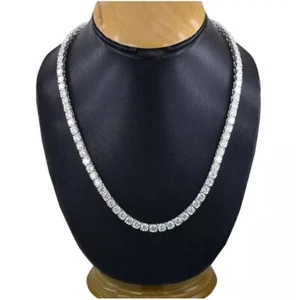 Gorgeous 4mm Certified White Diamond Women' Tennis Necklace 18 Inches 925 Silver - Picture 1 of 8