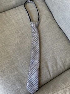Nordstrom Boy's Silk Adjustable Tie Grey with Polka Dots - Picture 1 of 1