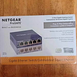 NETGEAR GS105 5-Port Gigabit Ethernet Unmanaged Switch New Sealed In Box - Picture 1 of 14