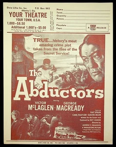The Abductors 1957 Original Movie Theater Herald Dixie Litho Company Atlanta GA - Picture 1 of 2
